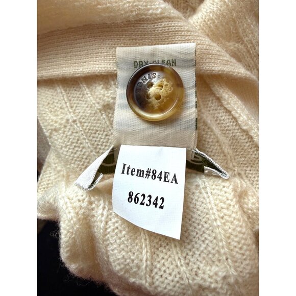 Orvis Womens Sweater Poncho Shawl Wool Cashmere Cream Cable Knit Button One Size - Picture 7 of 7